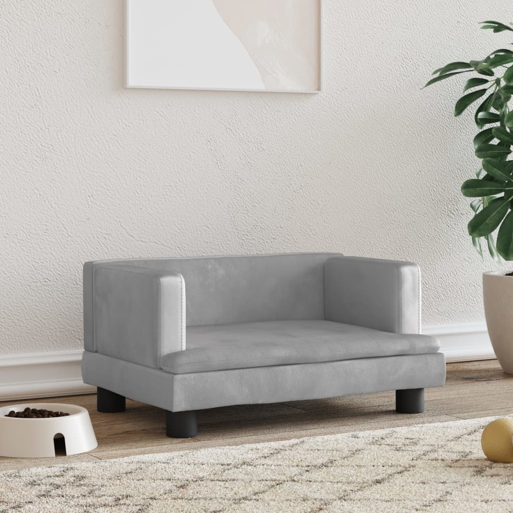 NNEVL Dog Bed Light Grey 60x40x30 cm Velvet-0