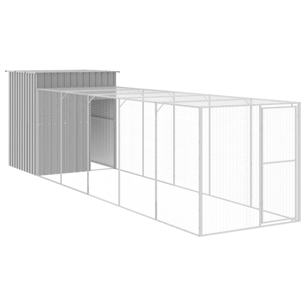 NNEVL Chicken Cage with Run Light Grey 165x659x181 cm Galvanised Steel-1