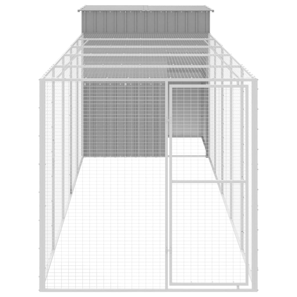 NNEVL Chicken Cage with Run Light Grey 165x659x181 cm Galvanised Steel-2