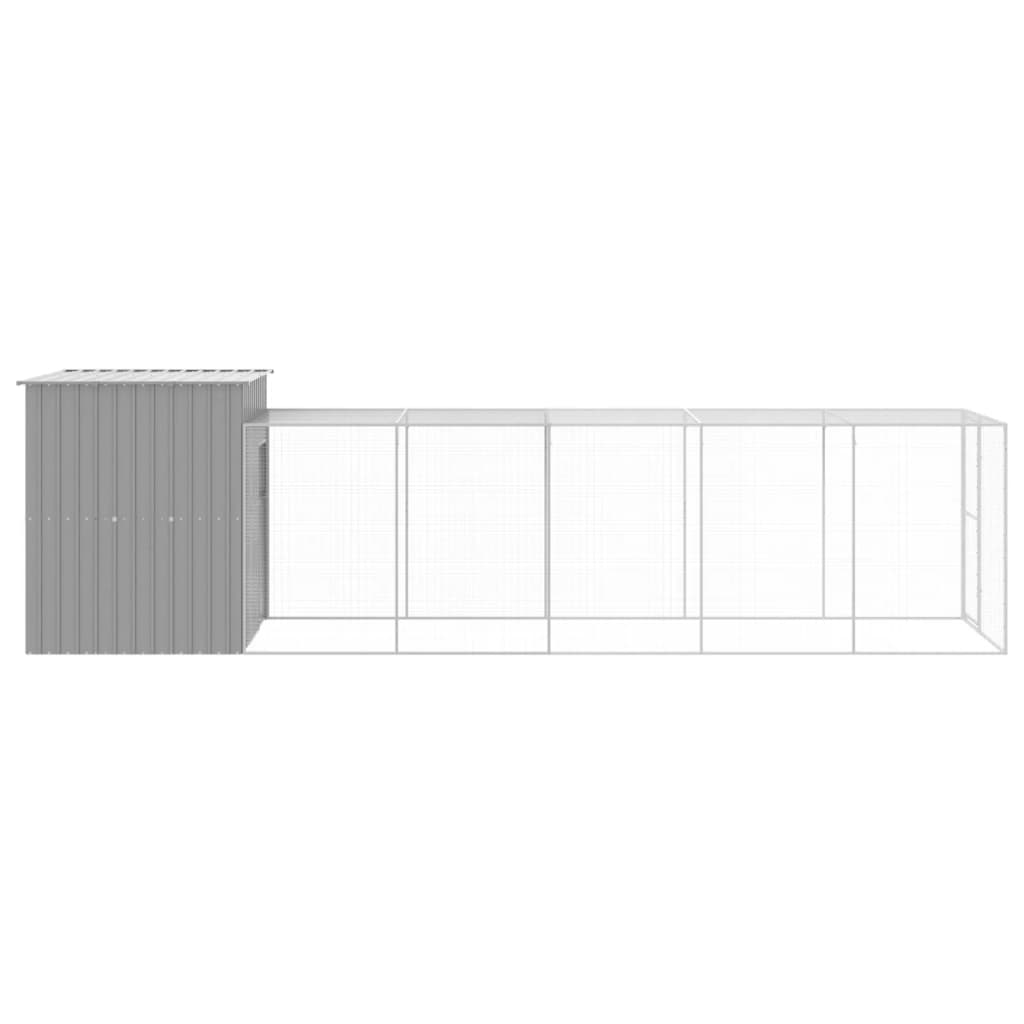 NNEVL Chicken Cage with Run Light Grey 165x659x181 cm Galvanised Steel-3