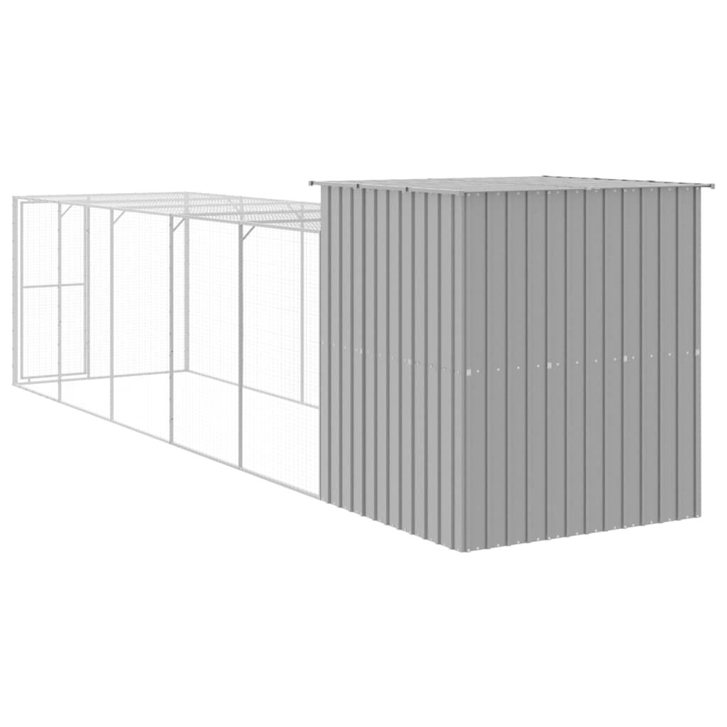 NNEVL Chicken Cage with Run Light Grey 165x659x181 cm Galvanised Steel-4