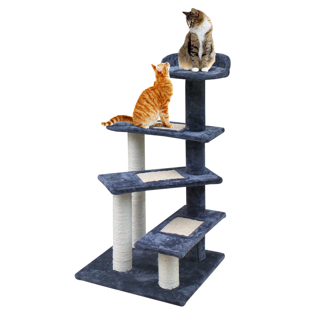 NNEDSZ Cat Tree 100cm Trees Scratching Post Scratcher Tower Condo House Furniture Wood Steps-0