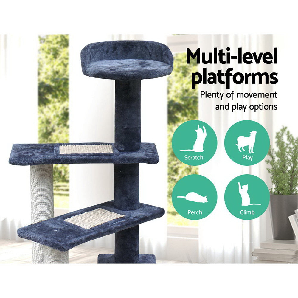NNEDSZ Cat Tree 100cm Trees Scratching Post Scratcher Tower Condo House Furniture Wood Steps-2