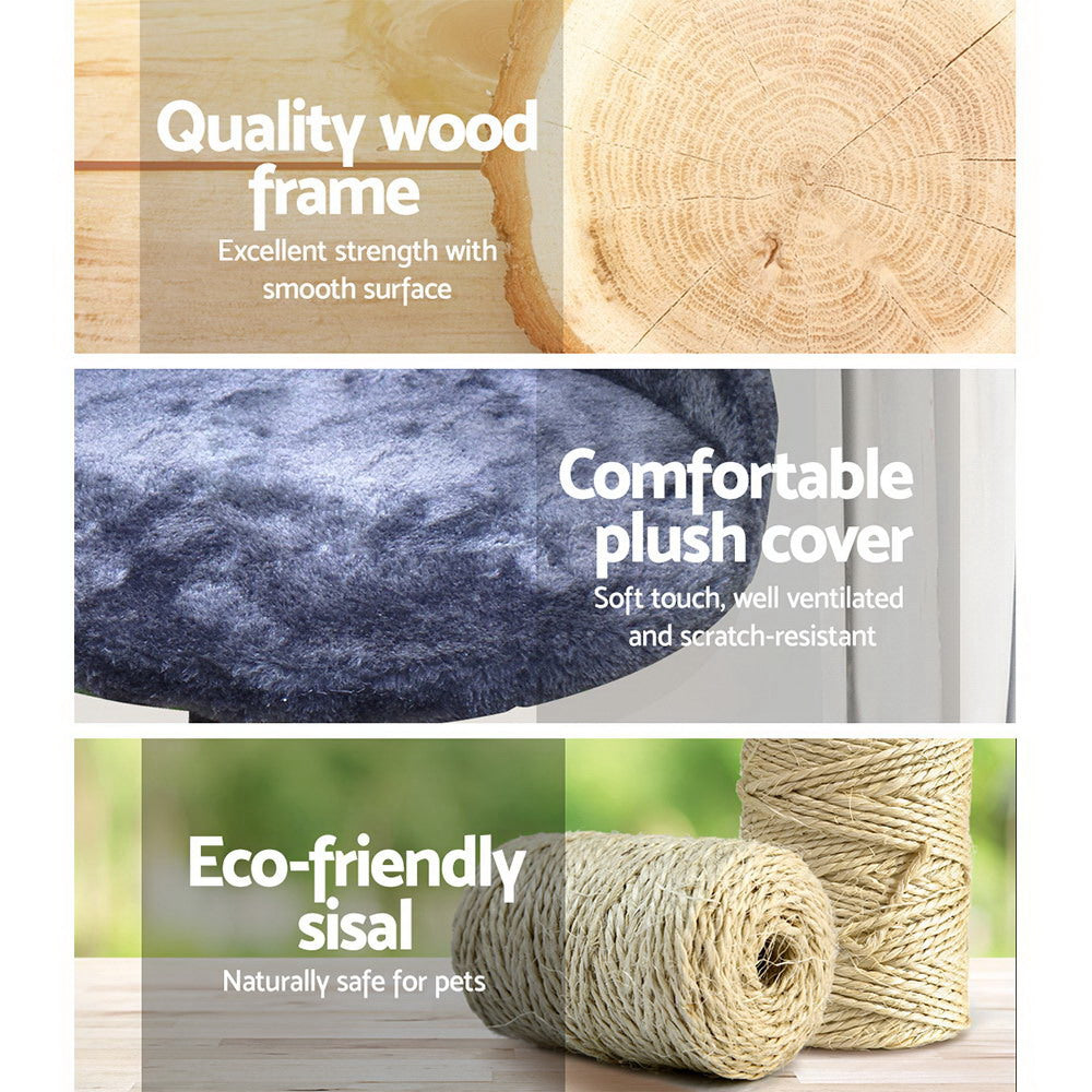 NNEDSZ Cat Tree 100cm Trees Scratching Post Scratcher Tower Condo House Furniture Wood Steps-3