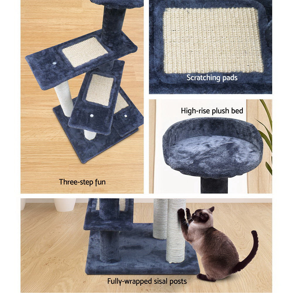 NNEDSZ Cat Tree 100cm Trees Scratching Post Scratcher Tower Condo House Furniture Wood Steps-4