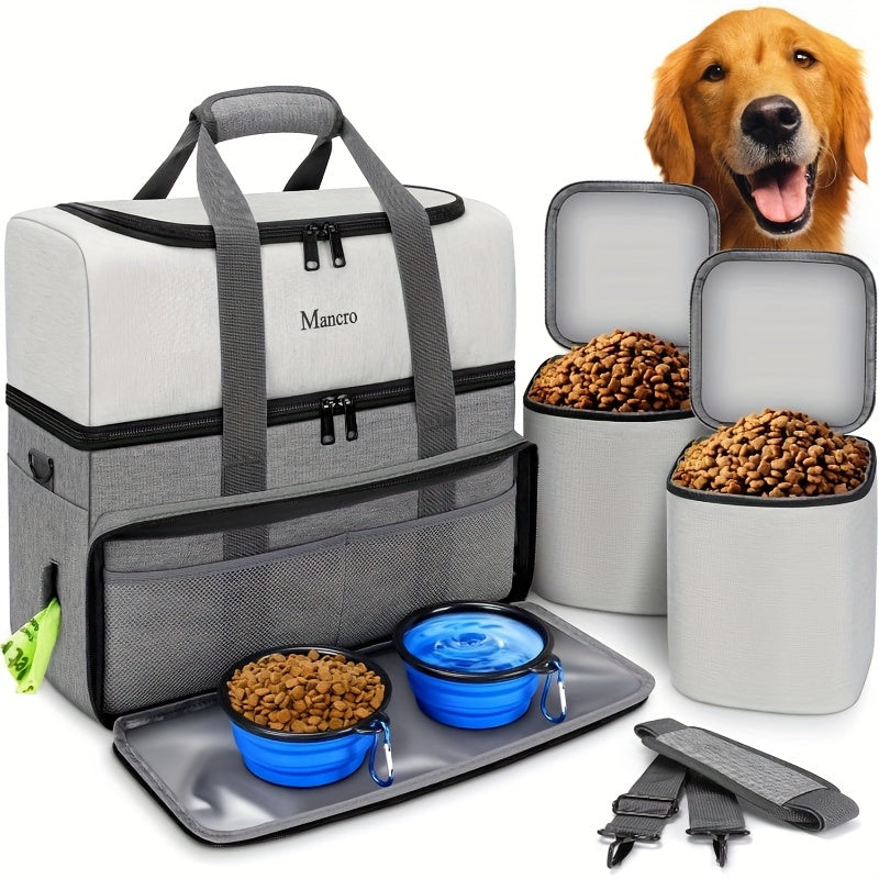 Dog Travel Bag Dual Layer with Bowls & Containers-1