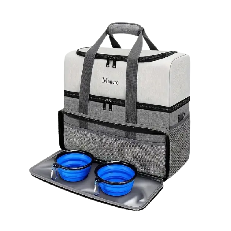 Dog Travel Bag Dual Layer with Bowls & Containers-0